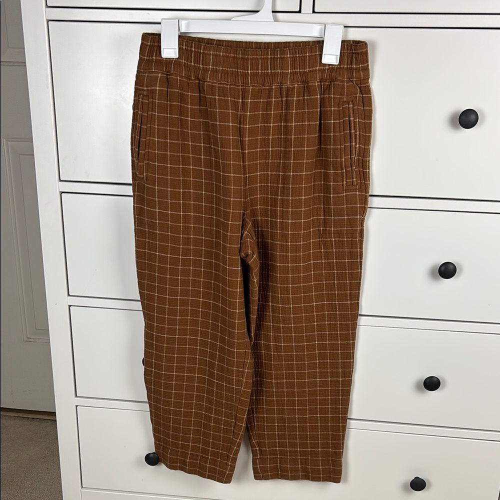 Madewell Brown Plaid Relaxed Crop Pants